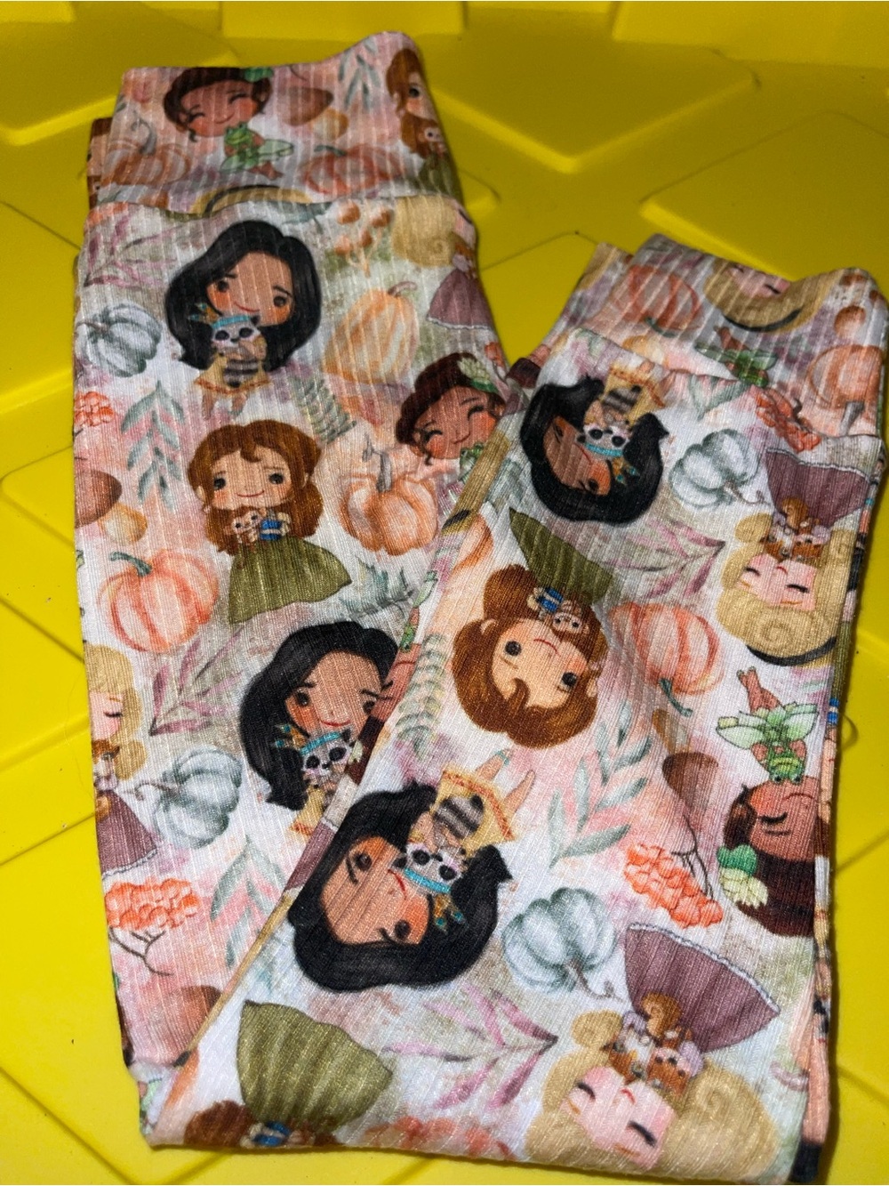 Girls Cute Princess Print Leggings - Pink